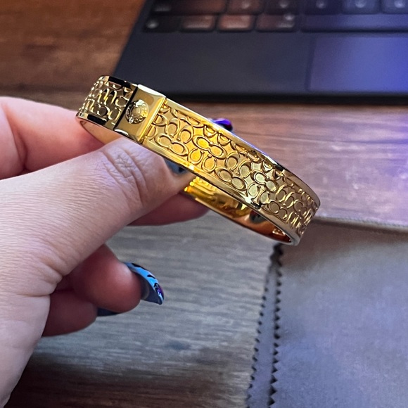 COACH Signature “C” GOLD BANGLE BRACELET - Picture 6 of 16